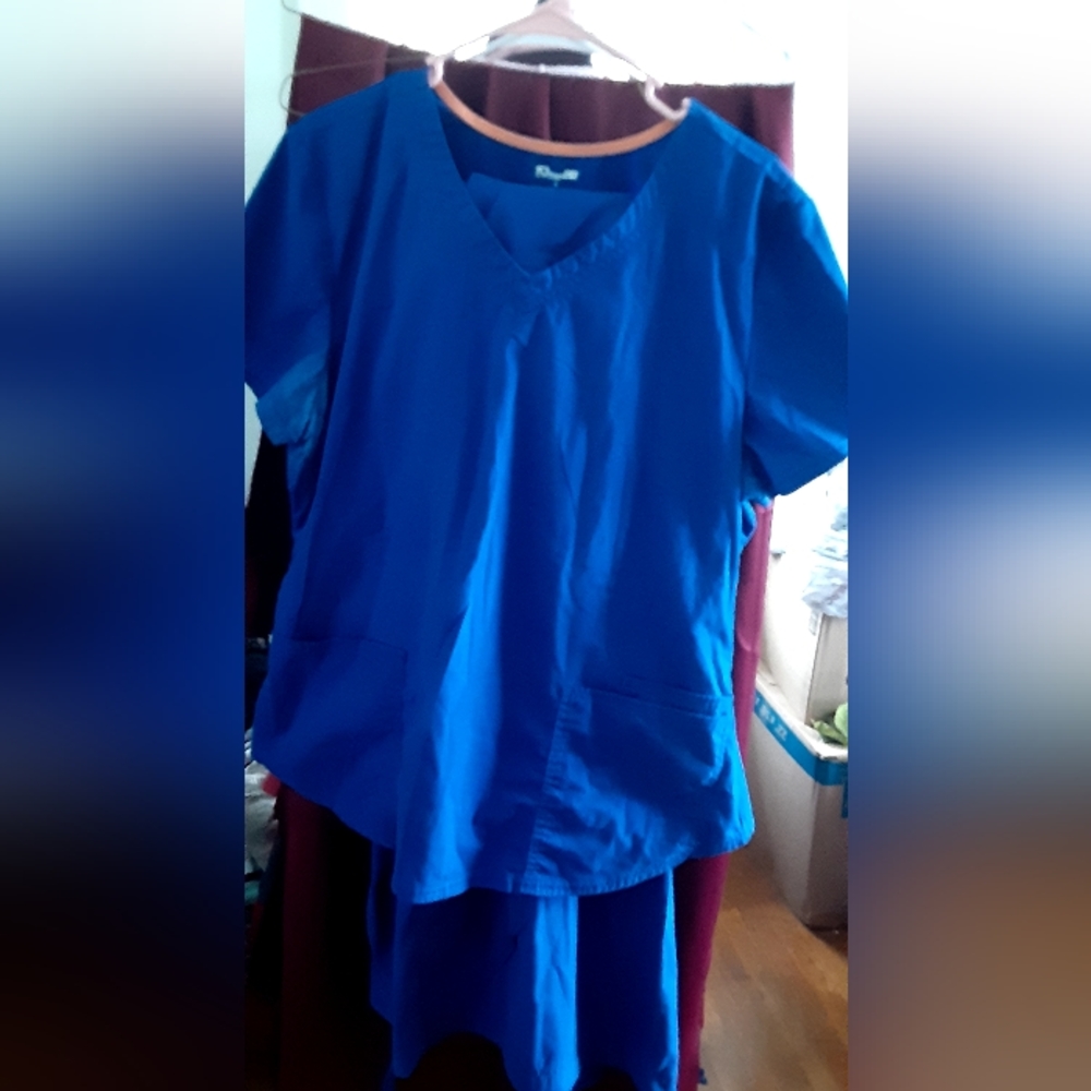 Royal blue scrub top